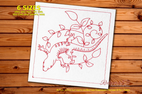 Gekkota Lizard on Tree Branch Redwork Review