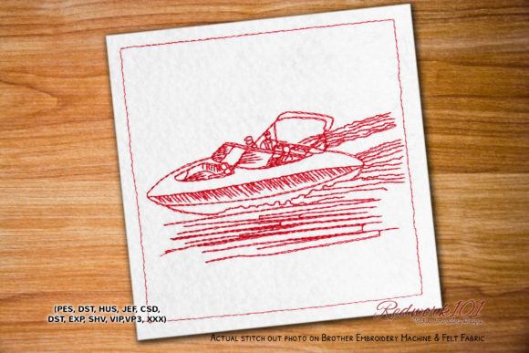 Jetski Speedboat Redwork Embroidery Review