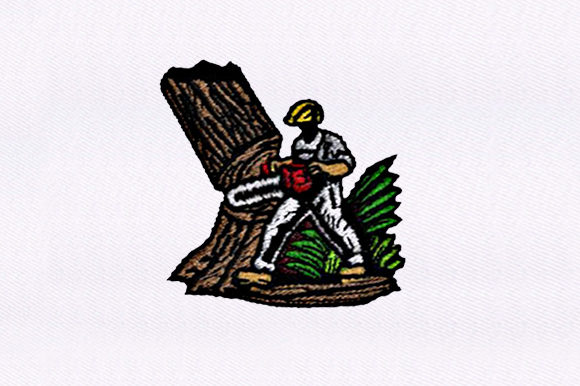 Lumberjack Cutting Down a Tree: A Bold Embroidery Design for Etsy and Small Shop Creations