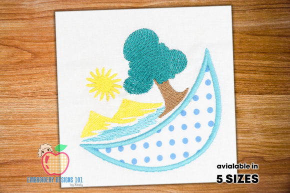 Moon with Nature Scene Embroidery Design Review for Business Use